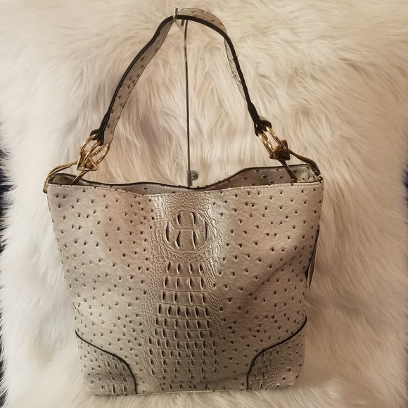 GREY CLASSIC EMBOSSED HOBO - Picture 1 of 8